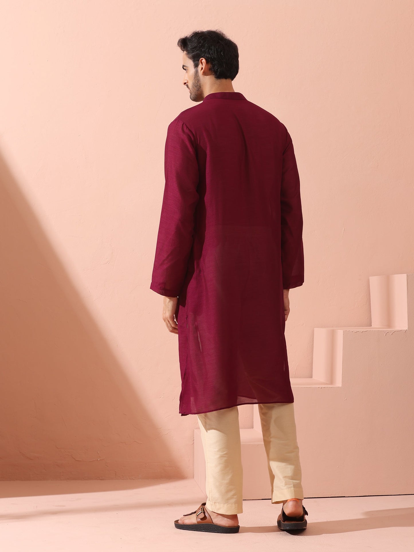 Dhiyona ST Comfort Wine Kurta with Star Buttons
