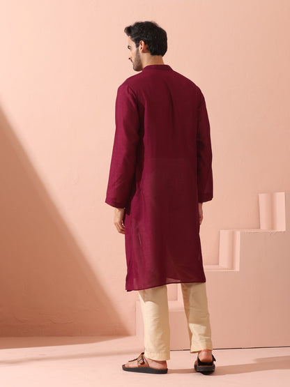 Dhiyona ST Comfort Wine Kurta with Star Buttons