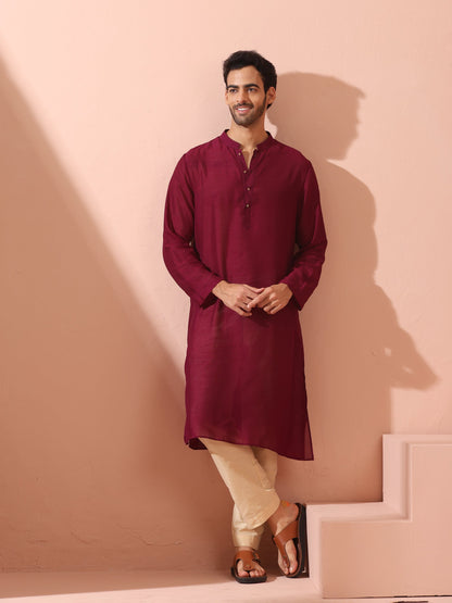 Dhiyona ST Comfort Wine Kurta with Star Buttons