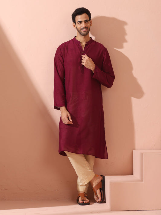 Dhiyona ST Comfort Wine Kurta with Star Buttons