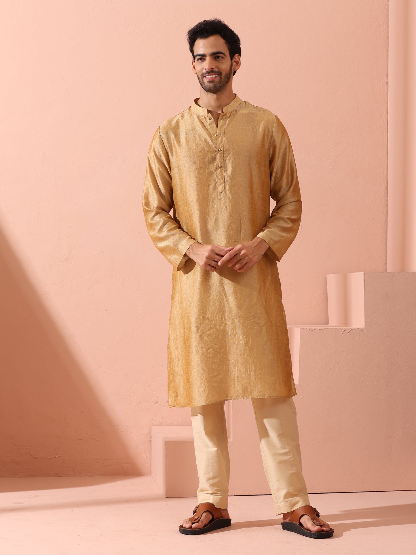 Dhiyona ST Comfort Gold Kurta with Star Buttons