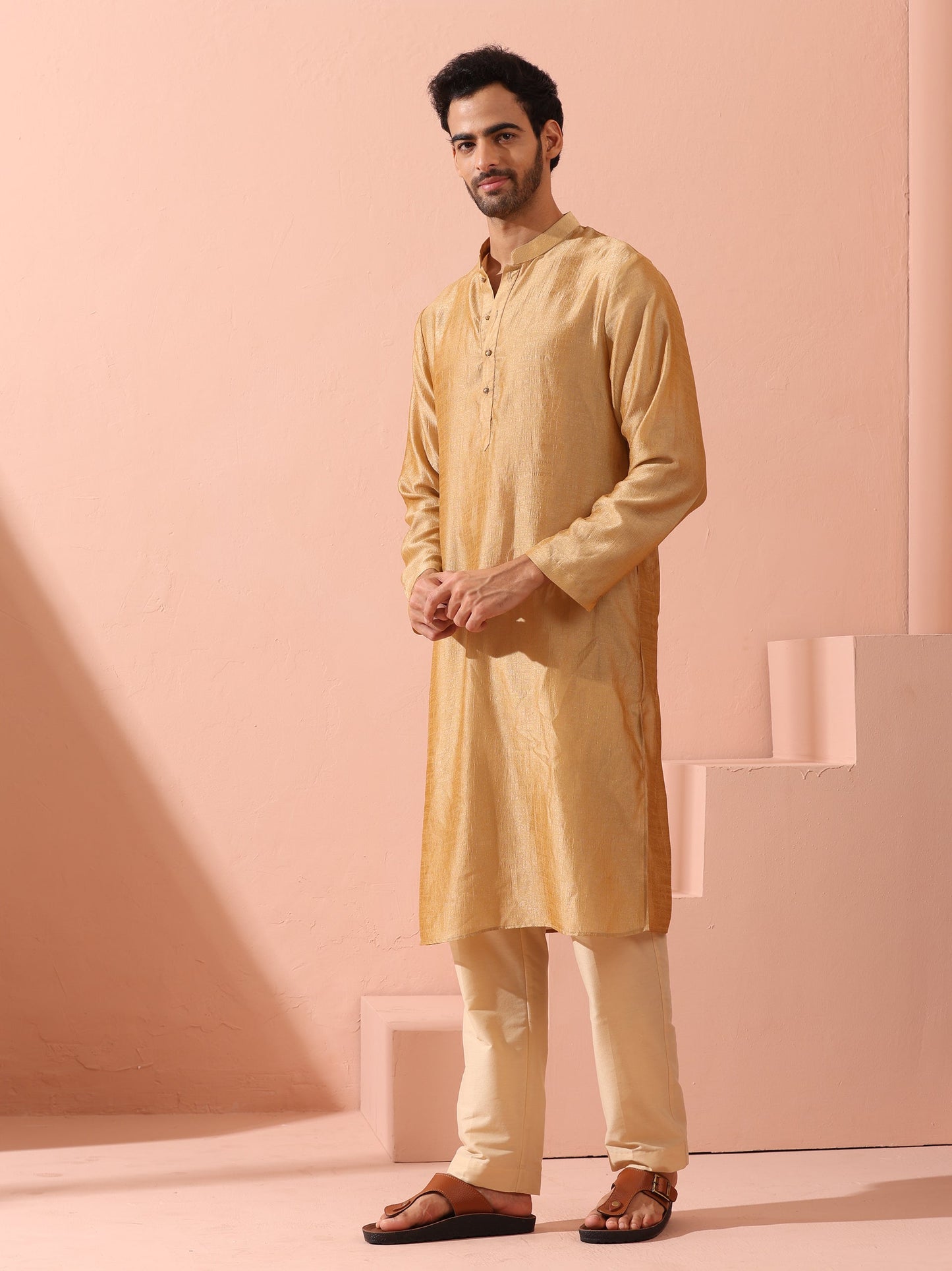 Dhiyona ST Comfort Gold Kurta with Star Buttons