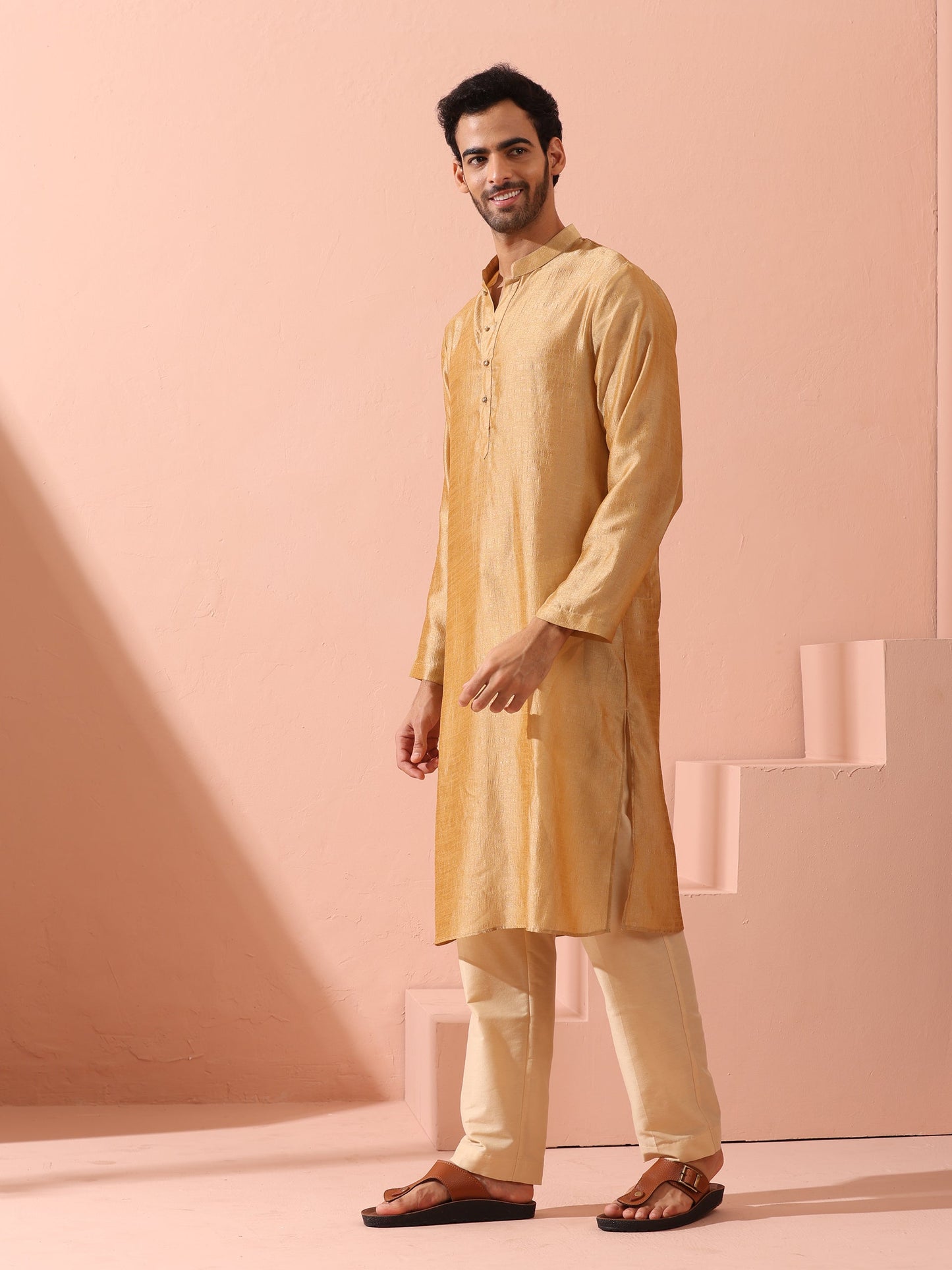 Dhiyona ST Comfort Gold Kurta with Star Buttons