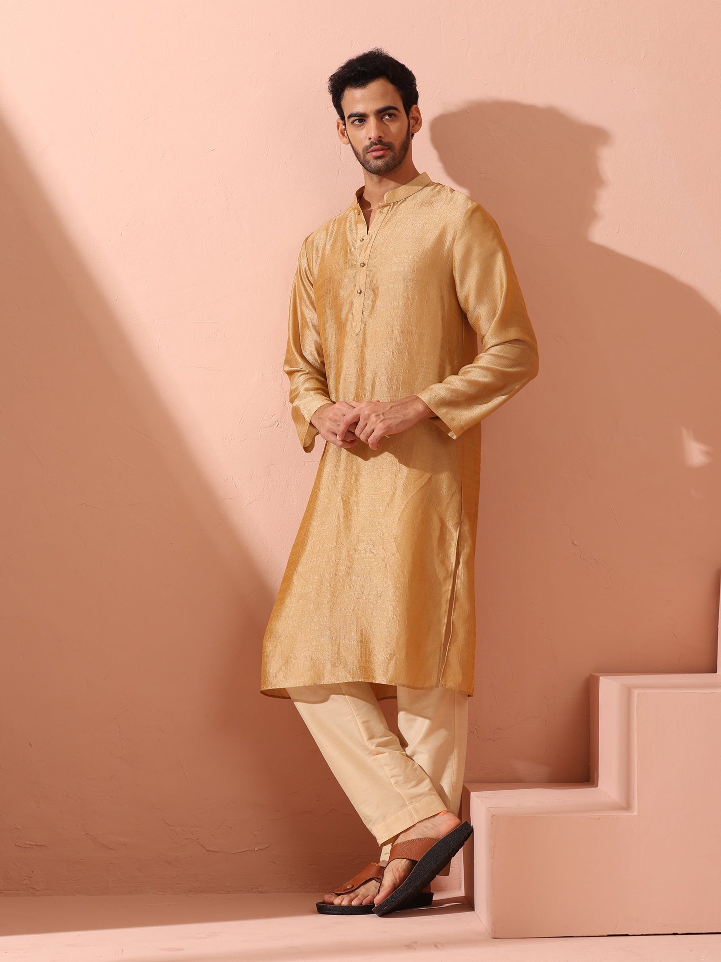 Dhiyona ST Comfort Gold Kurta with Star Buttons