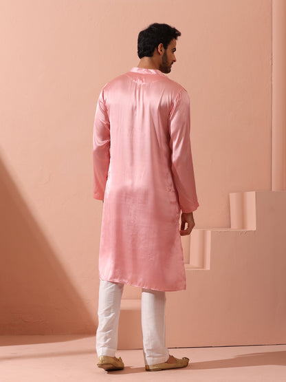 Dhiyona ST Blush Satin Kurta with Gold Buttons