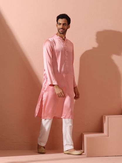 Dhiyona ST Blush Satin Kurta with Gold Buttons