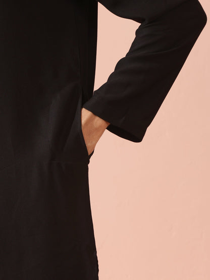 Dhiyona ST Tycoon Black Korean with Gold Placket kurta