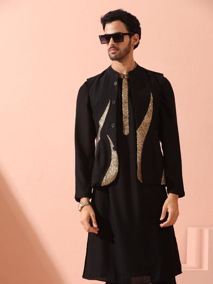 Dhiyona ST Black and Gold Sequin Fire Jacket