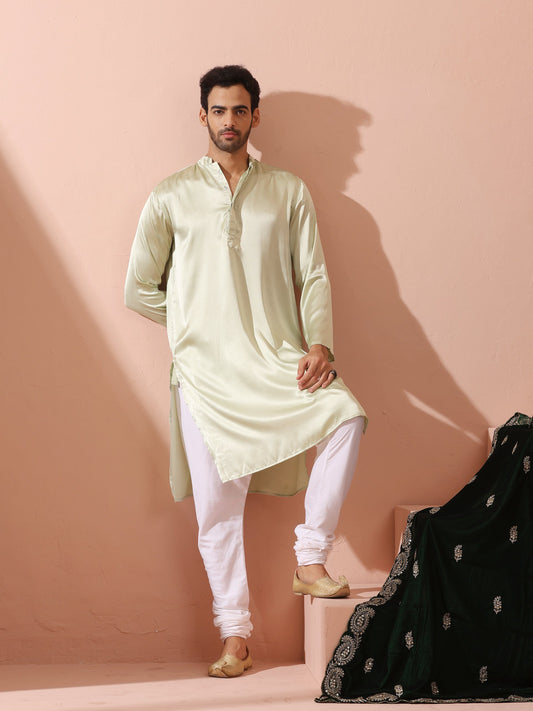Dhiyona ST Sage Satin Kurta with Hidden Placket