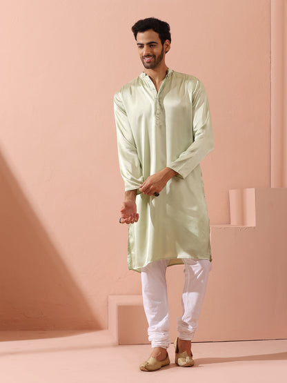 Dhiyona ST Sage Satin Kurta with Hidden Placket