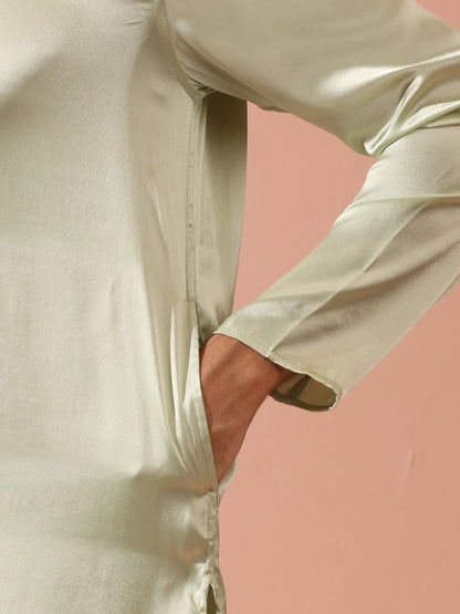 Dhiyona ST Sage Satin Kurta with Hidden Placket