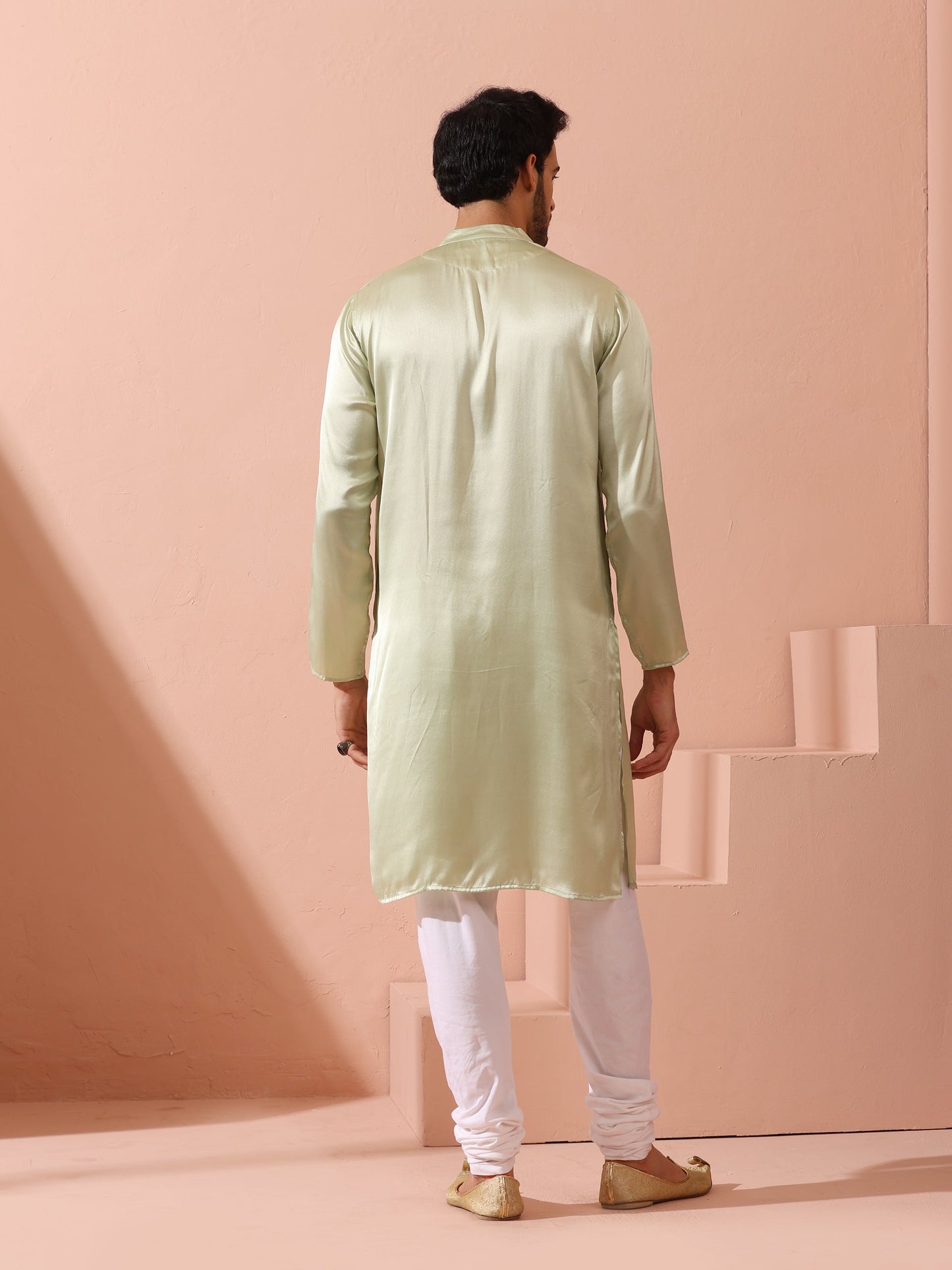 Dhiyona ST Sage Satin Kurta with Hidden Placket