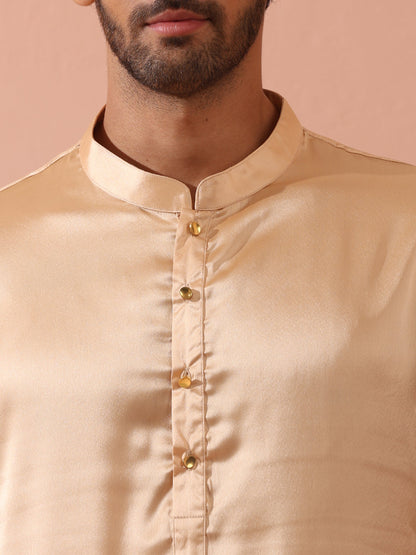 Dhiyona ST Fawn Satin Kurta with Gold Buttons