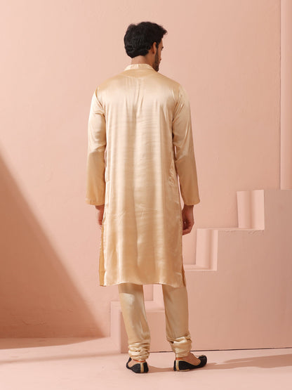 Dhiyona ST Fawn Satin Kurta with Gold Buttons