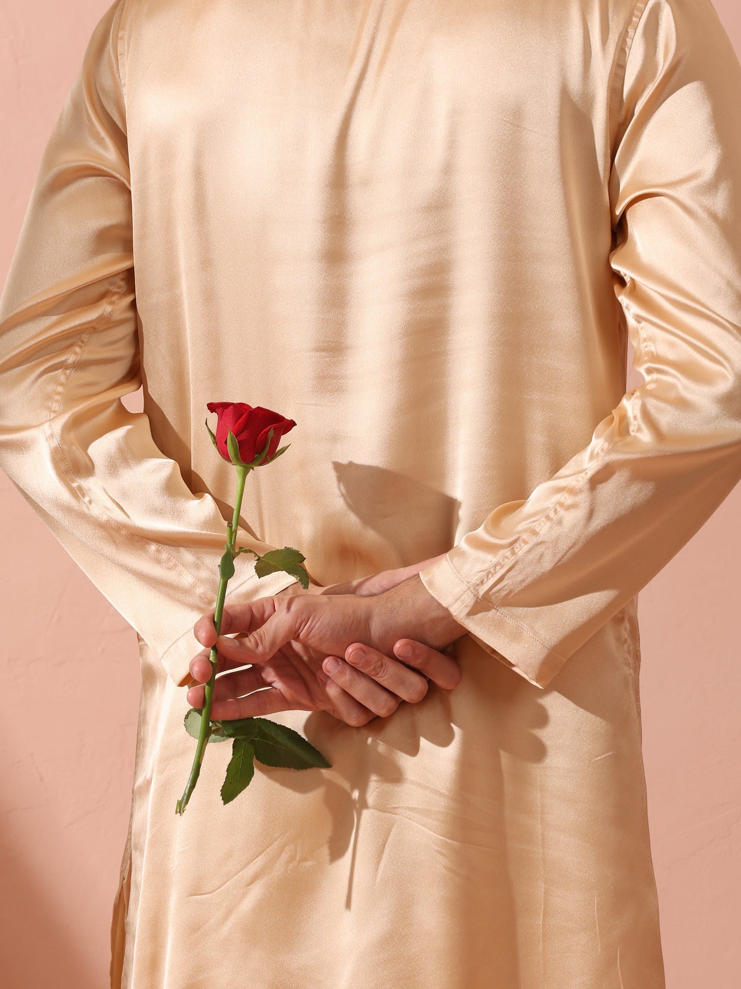 Dhiyona ST Fawn Satin Kurta with Gold Buttons
