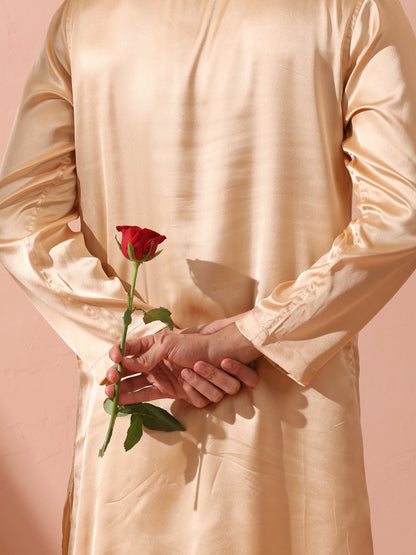 Dhiyona ST Fawn Satin Kurta with Gold Buttons