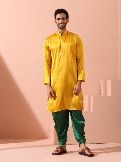 Dhiyona ST Yellow Python Satin Kurta with Hidden Placket