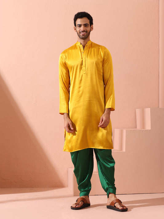 Dhiyona ST Yellow Python Satin Kurta with Hidden Placket