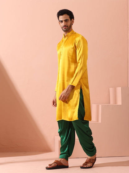 Dhiyona ST Yellow Python Satin Kurta with Hidden Placket