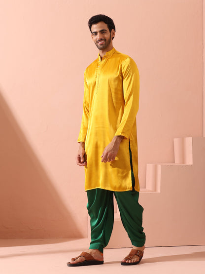 Dhiyona ST Yellow Python Satin Kurta with Hidden Placket