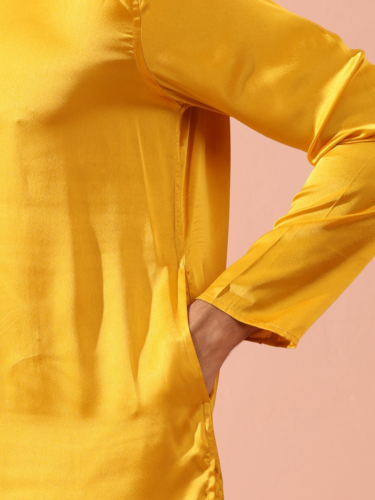 Dhiyona ST Yellow Python Satin Kurta with Hidden Placket
