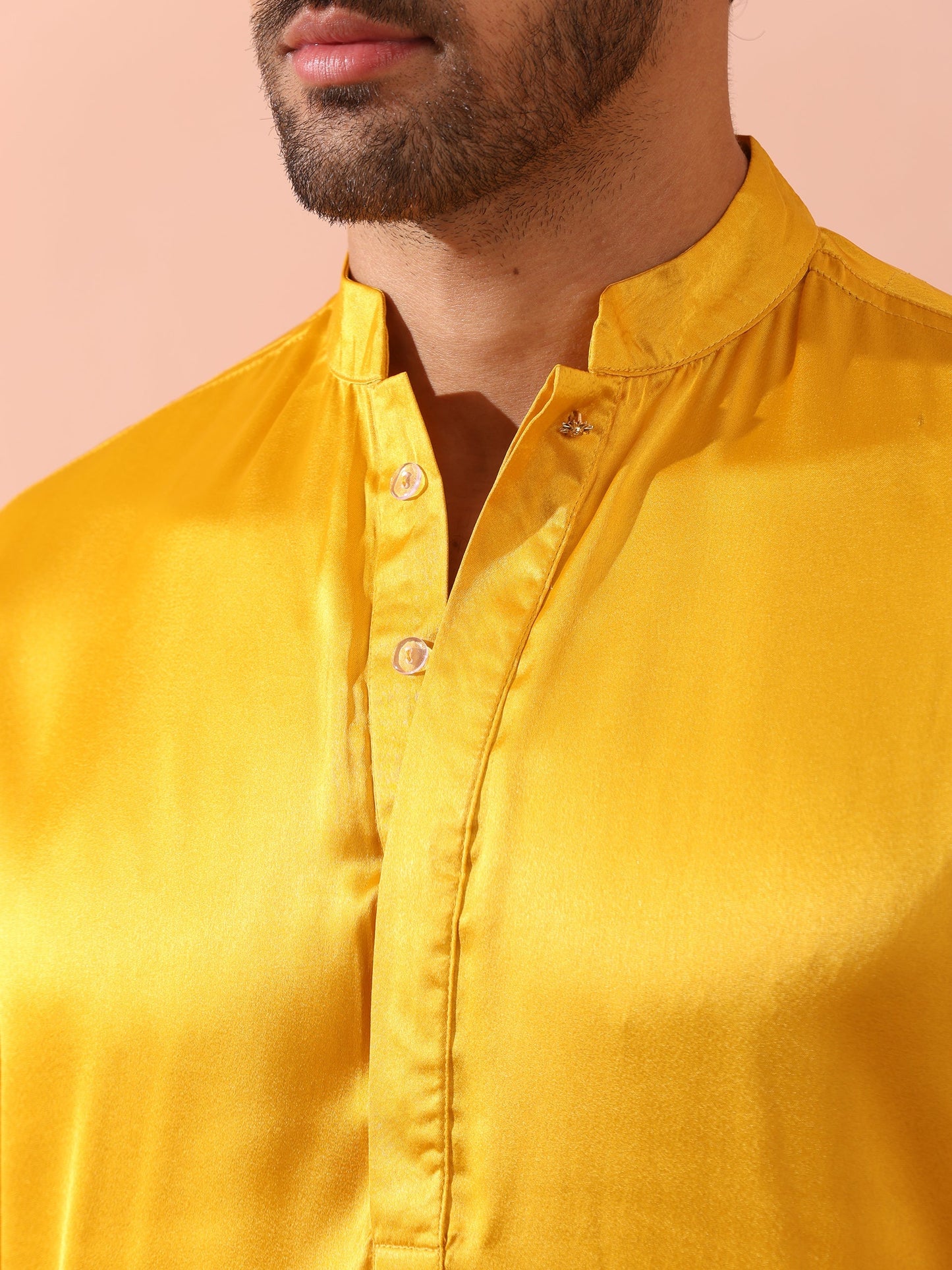 Dhiyona ST Yellow Python Satin Kurta with Hidden Placket