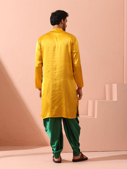 Dhiyona ST Yellow Python Satin Kurta with Hidden Placket