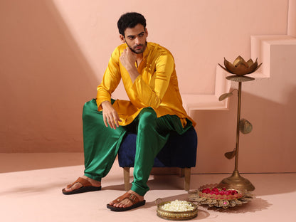 Dhiyona ST Yellow Python Satin Kurta with Hidden Placket