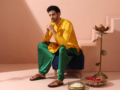 Dhiyona ST Yellow Python Satin Kurta with Hidden Placket