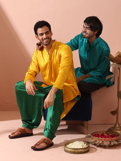 Dhiyona ST Yellow Python Satin Kurta with Hidden Placket