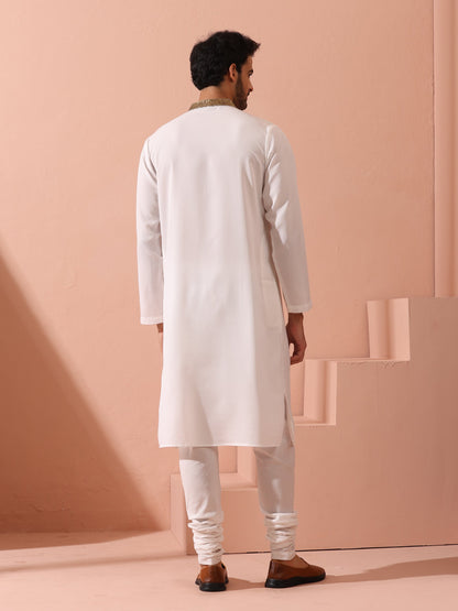 Dhiyona ST Dandy White Irridecent Sequin Crepe Kurta with Hidden Placket