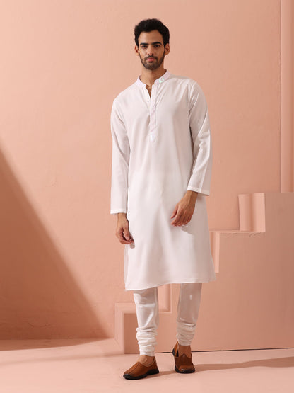 Dhiyona ST Dandy White Irridecent Sequin Crepe Kurta with Hidden Placket