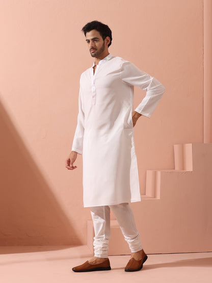 Dhiyona ST Dandy White Irridecent Sequin Crepe Kurta with Hidden Placket