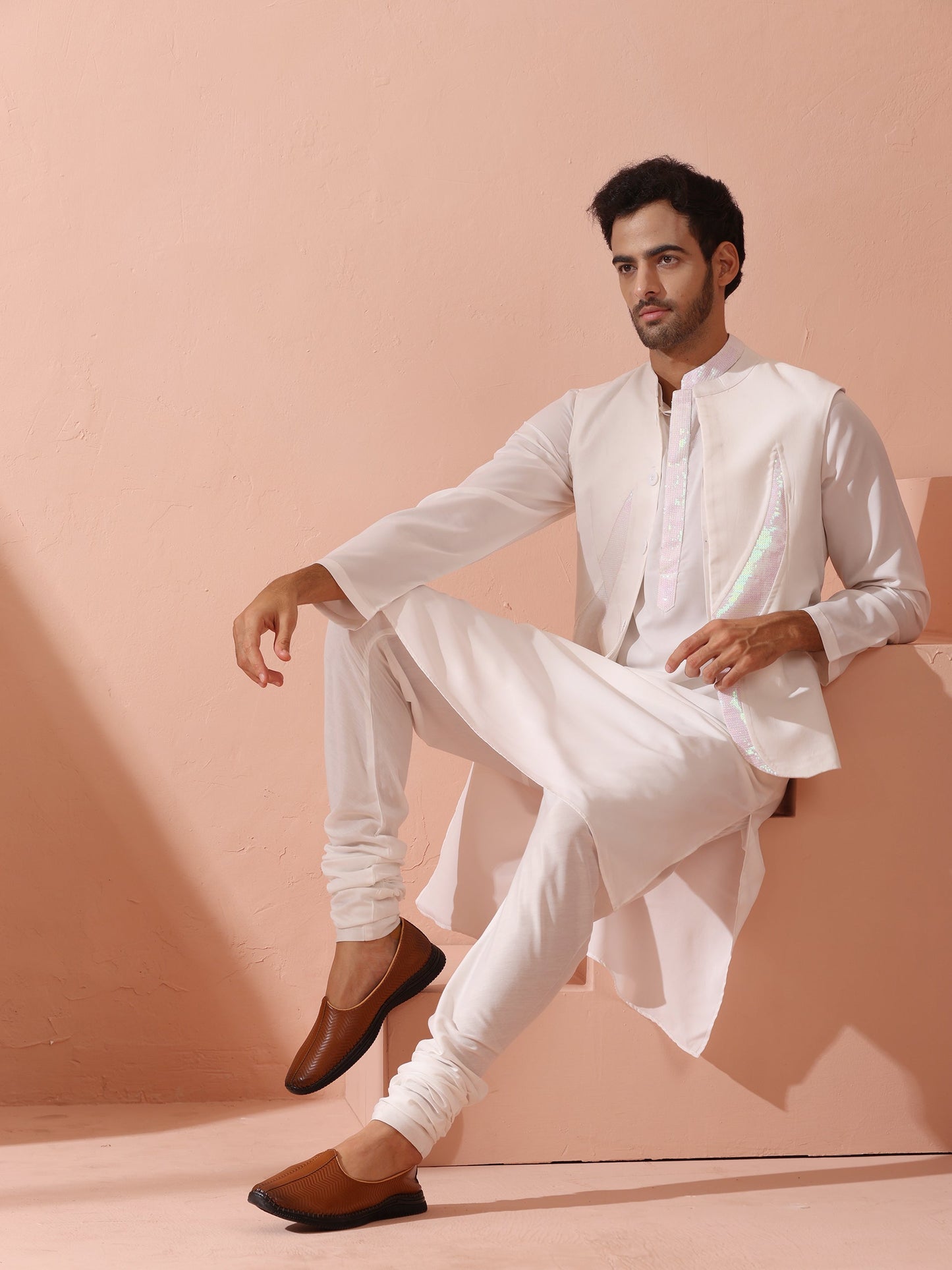 Dhiyona ST White and Iridescent Sequin Fire Jacket