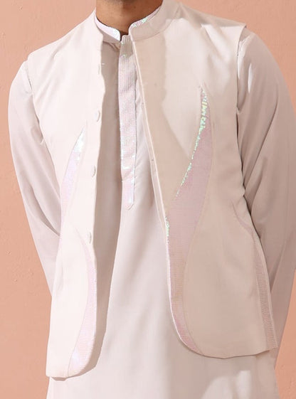 Dhiyona ST White and Iridescent Sequin Fire Jacket
