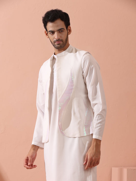 Dhiyona ST White and Iridescent Sequin Fire Jacket