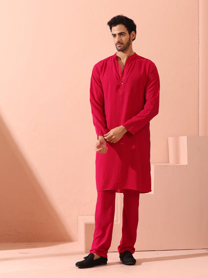 Dhiyona ST Fuchsia Korean Fabric Kurta with Gold Buttons