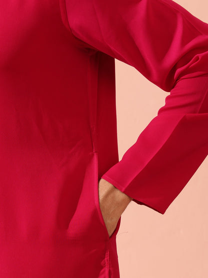 Dhiyona ST Fuchsia Korean Fabric Kurta with Gold Buttons