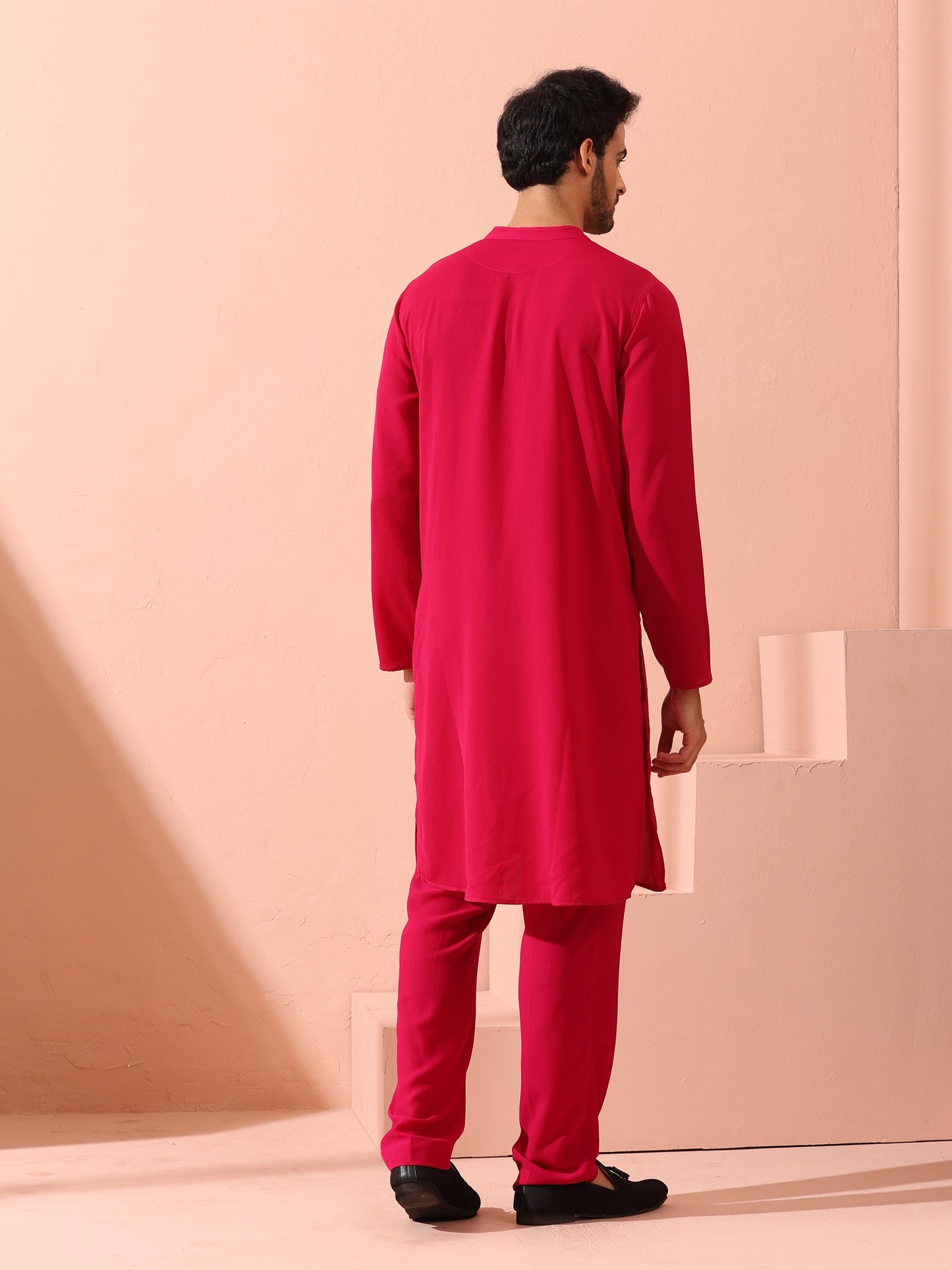 Dhiyona ST Fuchsia Korean Fabric Kurta with Gold Buttons