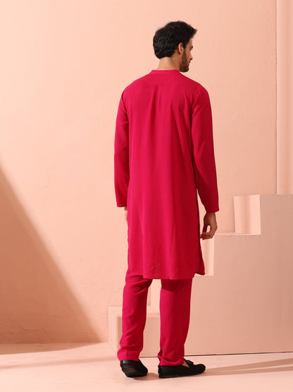 Dhiyona ST Fuchsia Korean Fabric Kurta with Gold Buttons