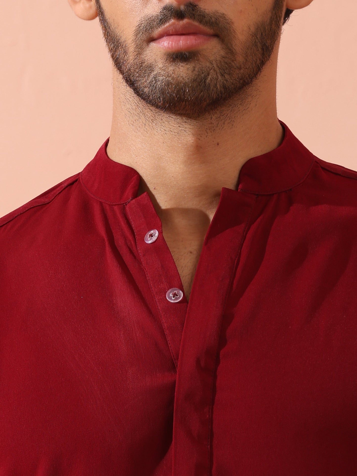 Dhiyona ST Maroon Korean Fabric Kurta with Hidden Placket