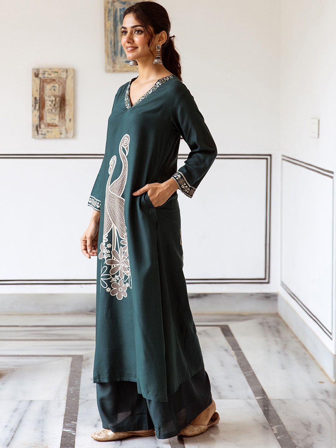 Printed Straight Kurta & Palazzo