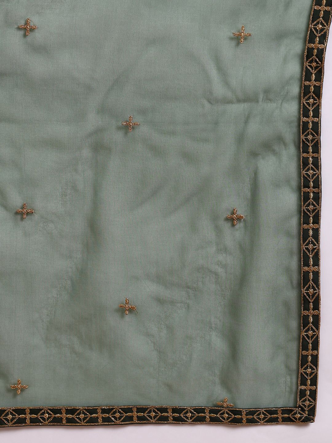 Dhiyona KL Ethnic Motifs Embroidered Notched Neck Straight Kurti with Palazzos & With Dupatta