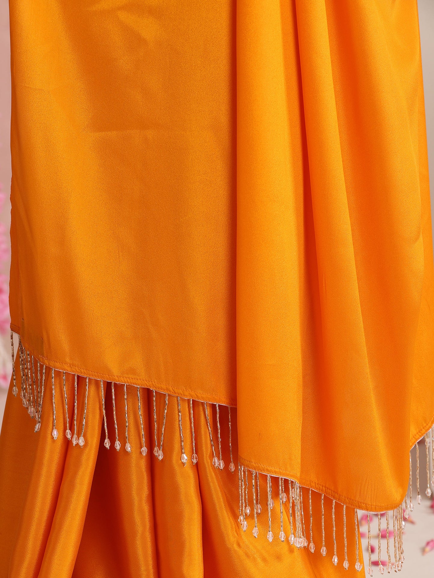 Dhiyona ST Foxy Orange Crepe Saree with Lace Drops