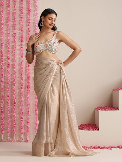 Dhiyona ST Cream Multicolor Embroidered Sweetheart Blouse – Silk Blend | Festive Wear