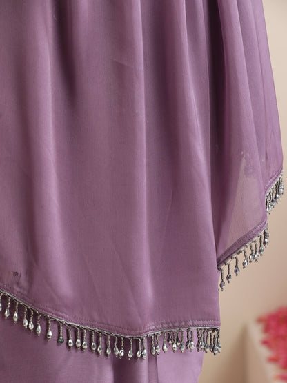 Dhiyona ST Lilac Crepe Saree with Lace Drops
