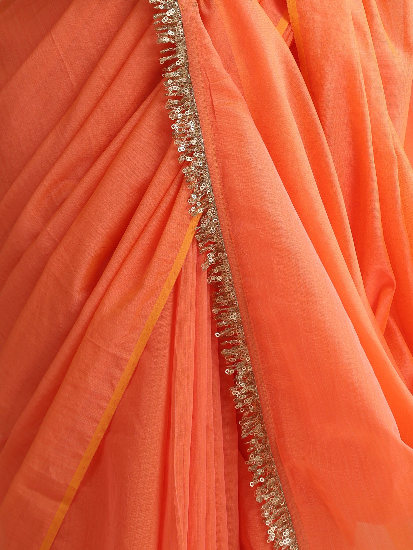 Dhiyona ST Pink-Orange Dual Shade Cotton Chanderi Saree with Gold Pallu