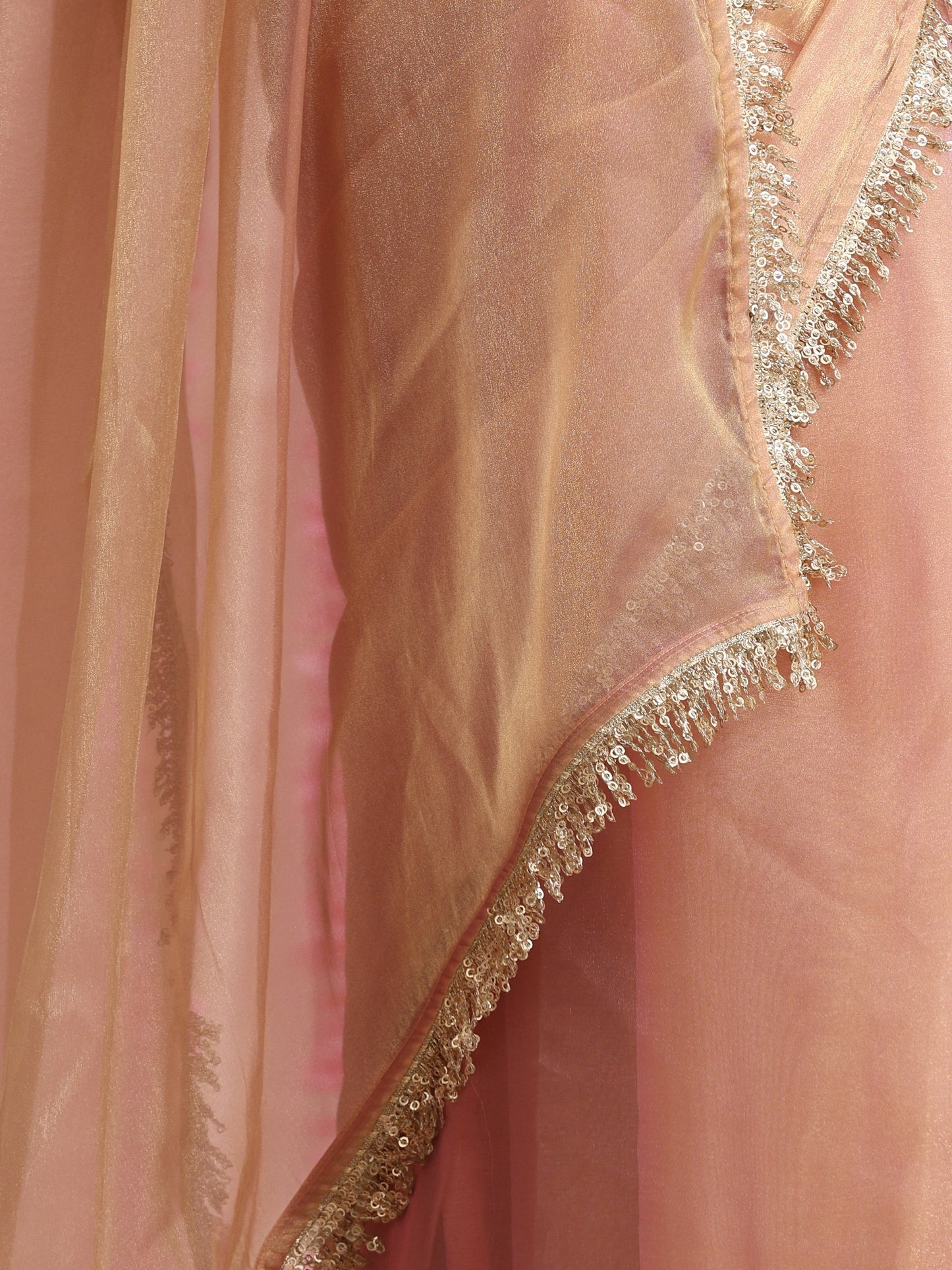 Dhiyona ST Pink Lilac Metallic Chiffon Saree with Sequin Lace