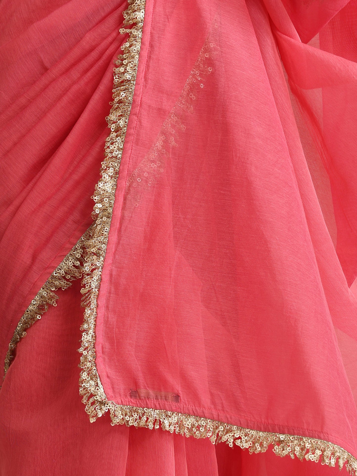 Dhiyona ST Pink Cotton Chanderi Saree with Gold Border