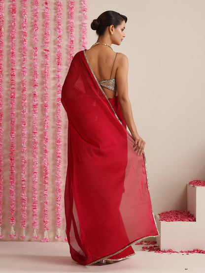Dhiyona ST Rouge Allure Chiffon Saree with Lace Edge